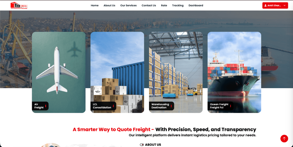 LCL Console Freight Platform interface preview